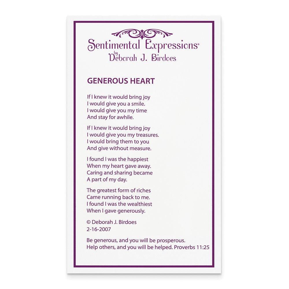 SE Sterling Silver Rhodium-plated Rose Quartz Generous Heart 18 inch Necklace with Poem Card