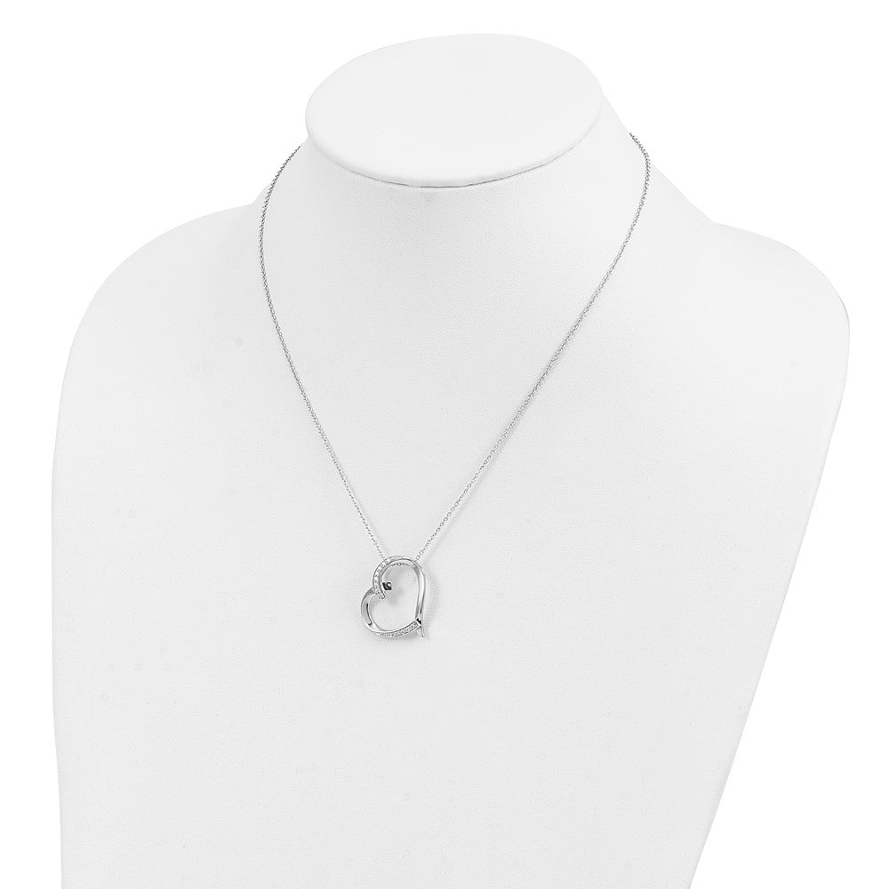 SE Sterling Silver Rhodium-plated Antiqued CZ Love You Mom 18in Necklace