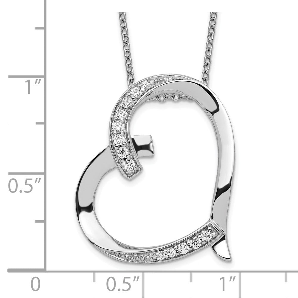 SE Sterling Silver Rhodium-plated Antiqued CZ Love You Mom 18in Necklace