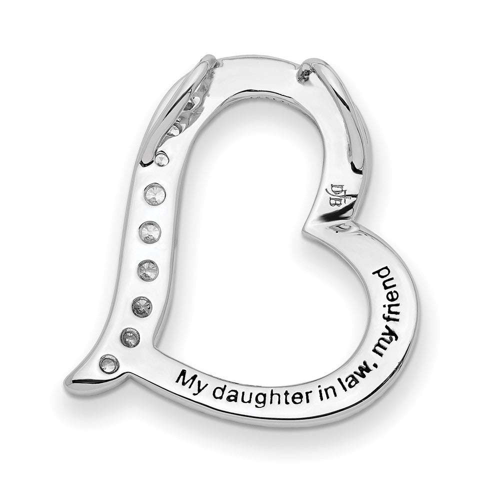 SE Sterling Silver Rhodium-plated Antiqued CZ Daughter-In-Law 18in Necklace