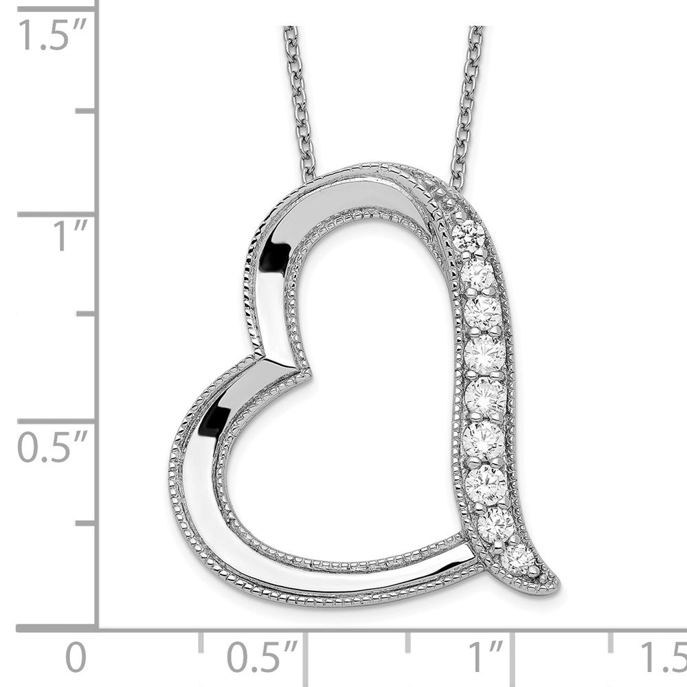 SE Sterling Silver Rhodium-plated Antiqued CZ Daughter-In-Law 18in Necklace