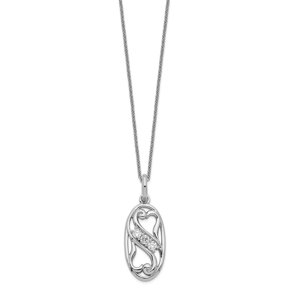 SE Sterling Silver Rhodium-plated CZ Best Friends Forever 18in Necklace