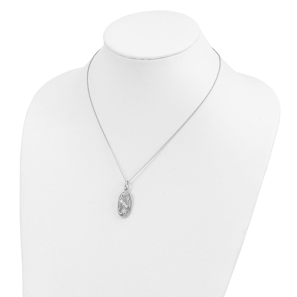 SE Sterling Silver Rhodium-plated CZ Best Friends Forever 18in Necklace