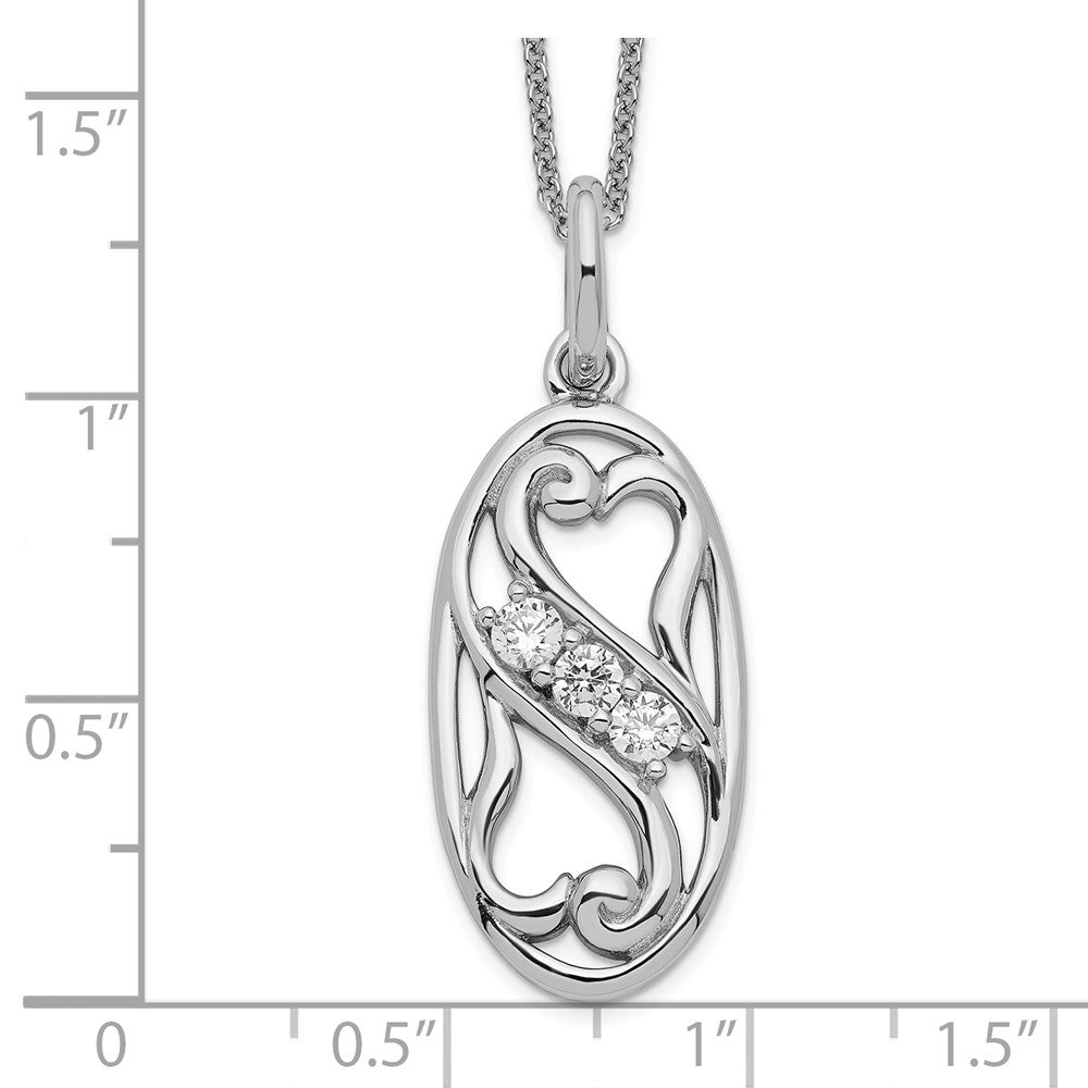 SE Sterling Silver Rhodium-plated CZ Best Friends Forever 18in Necklace