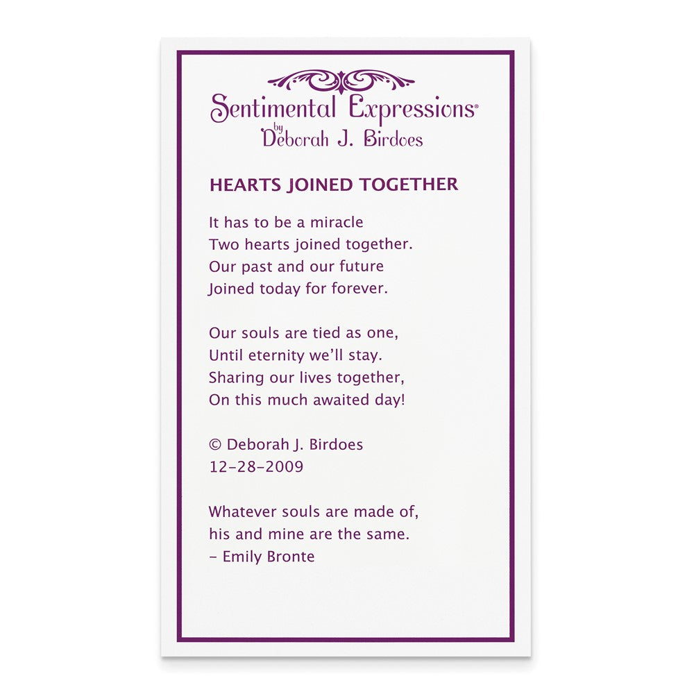 SE Sterling Silver Rhodium-plated CZ Hearts Joined Together 18 inch Necklace with Poem Card