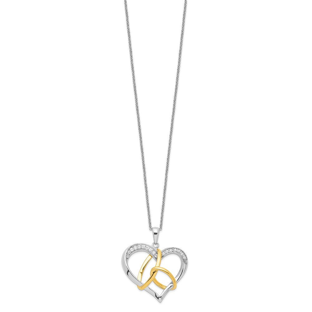 SE Sterling Silver Gold-plated CZ To Have And To Hold 18in Necklace