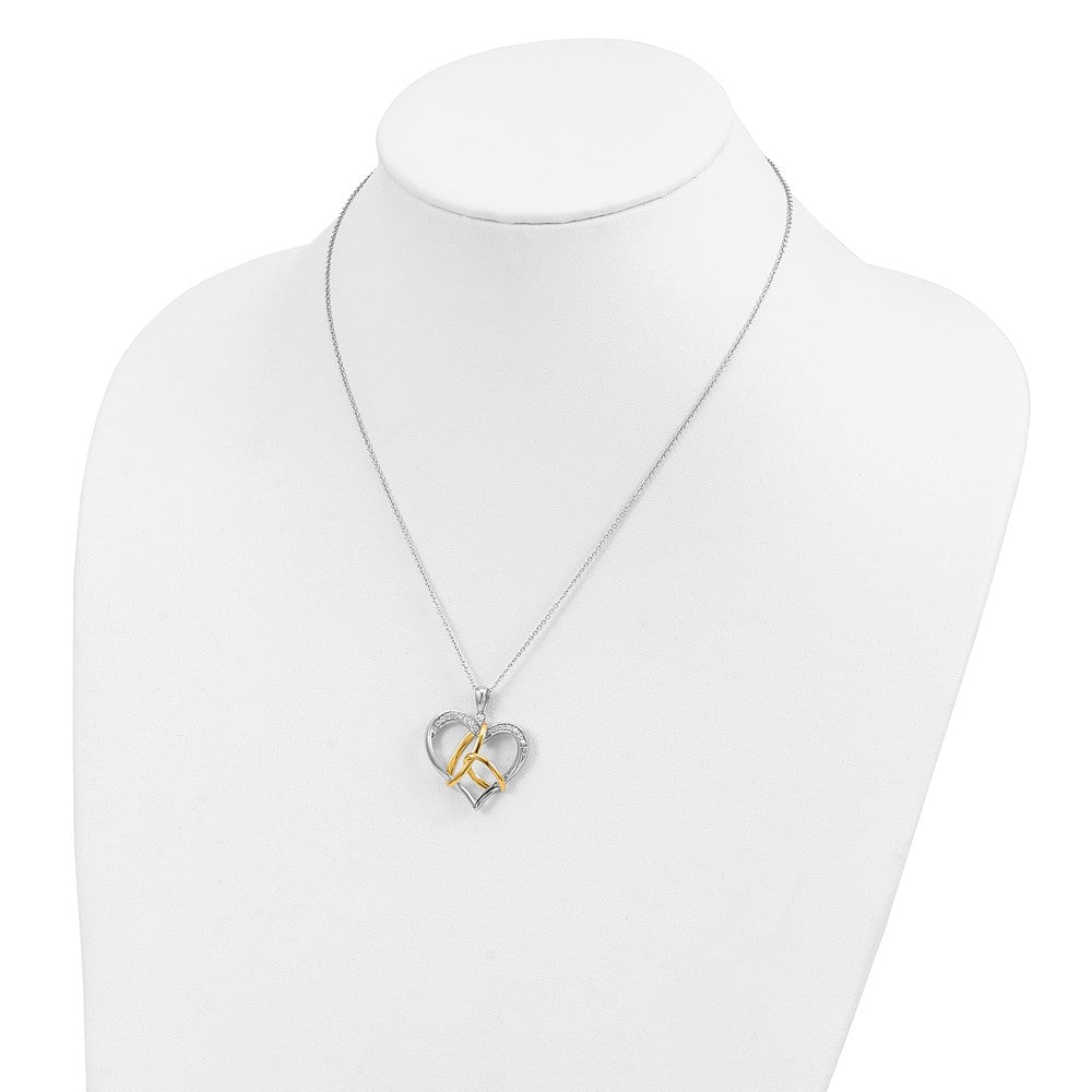 SE Sterling Silver Gold-plated CZ To Have And To Hold 18in Necklace