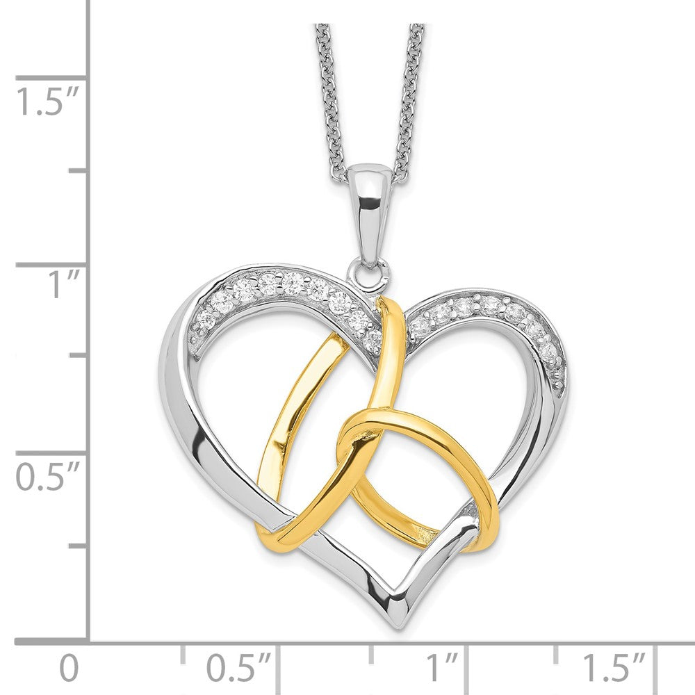 SE Sterling Silver Gold-plated CZ To Have And To Hold 18in Necklace