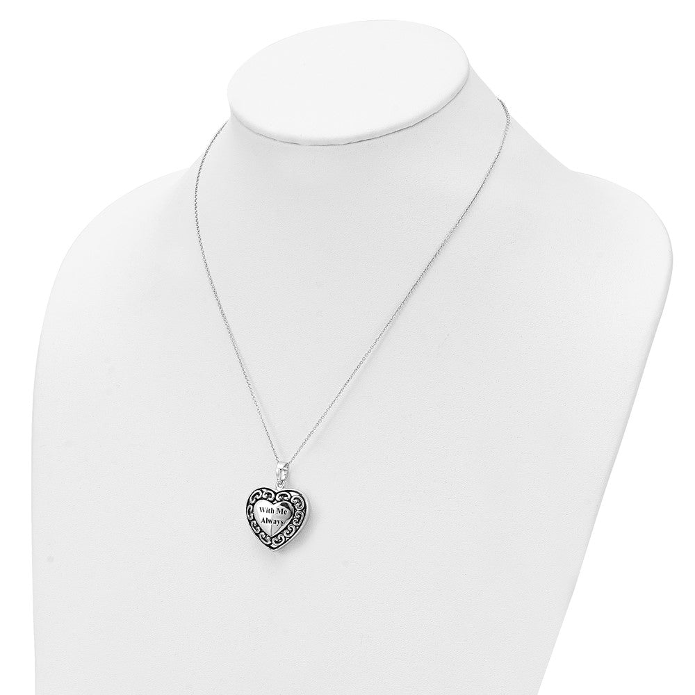 SE Sterling Silver Rhodium-plated With Me Always Ash Holder 18 Inch Necklace