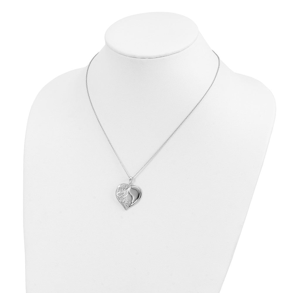 SE Sterling Silver Rhodium-plated CZ My Daughter, My Heart's Treasure 18in Necklace