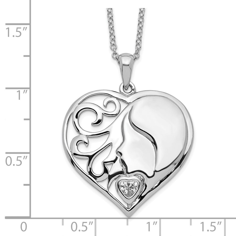 SE Sterling Silver Rhodium-plated CZ My Daughter, My Heart's Treasure 18in Necklace