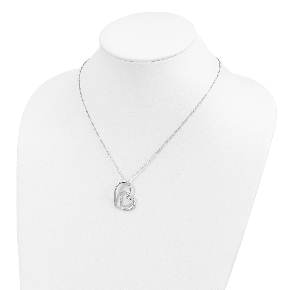 SE Sterling Silver Rhodium-plated Antiqued CZ Thank You Grandma 18in Hearts Necklace