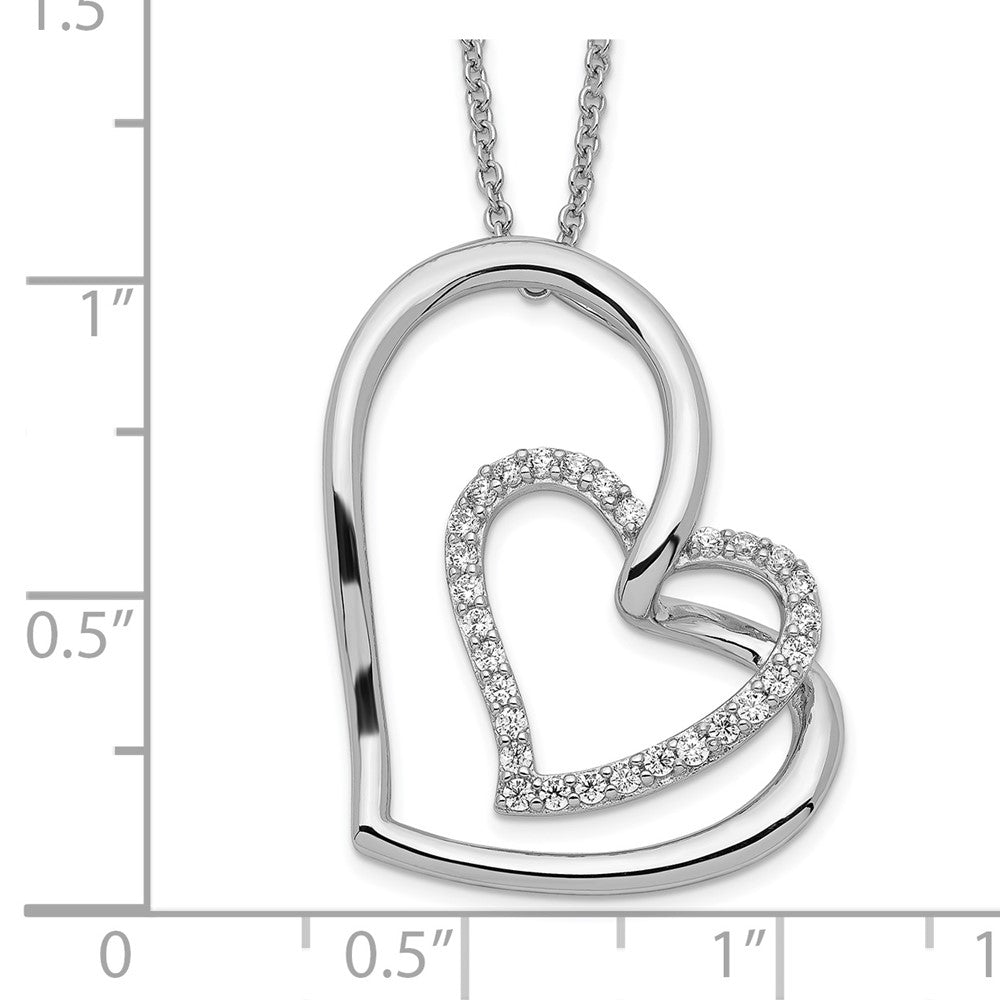 SE Sterling Silver Rhodium-plated Antiqued CZ Thank You Grandma 18in Hearts Necklace