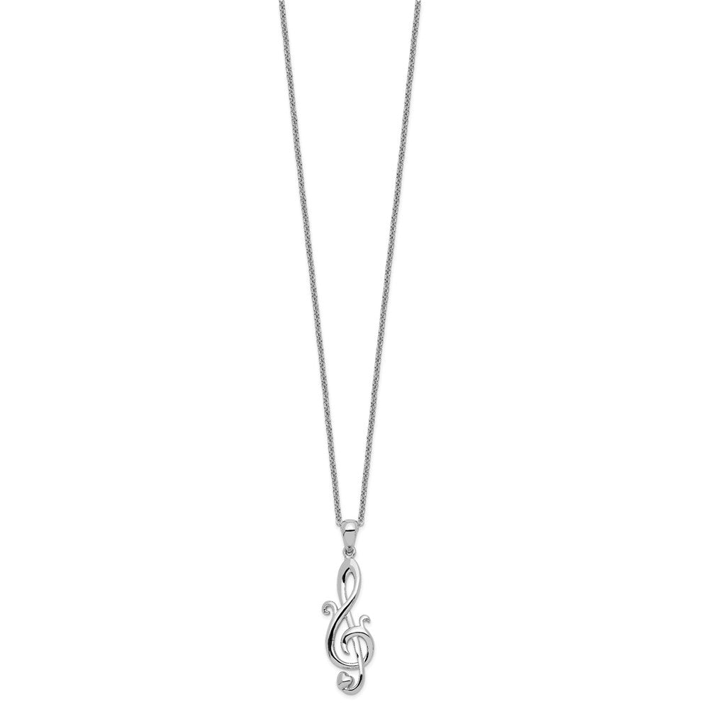 SE Sterling Silver Rhodium-plated Love Note 18in Necklace
