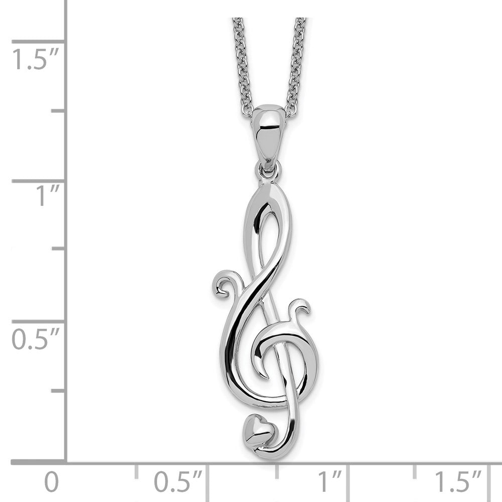 SE Sterling Silver Rhodium-plated Love Note 18in Necklace