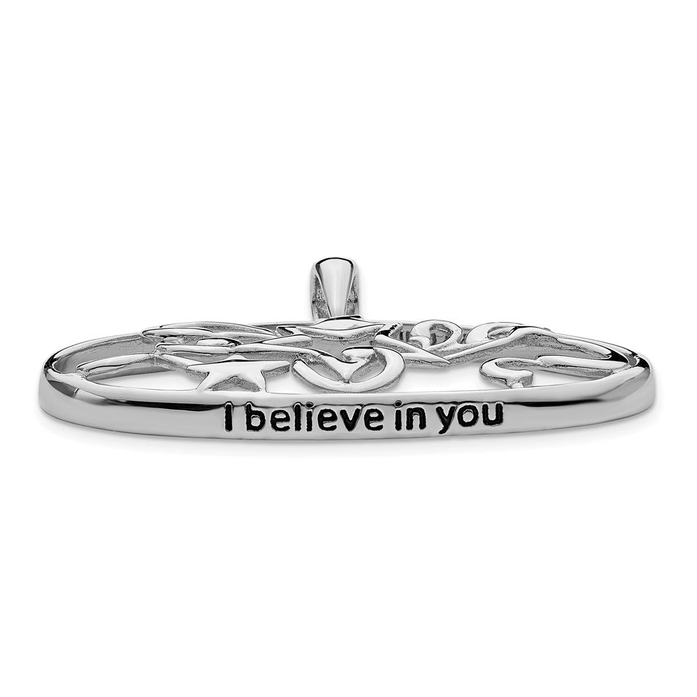 SE Sterling Silver Rhodium-plated Antiqued I Believe In You 18in Star Necklace