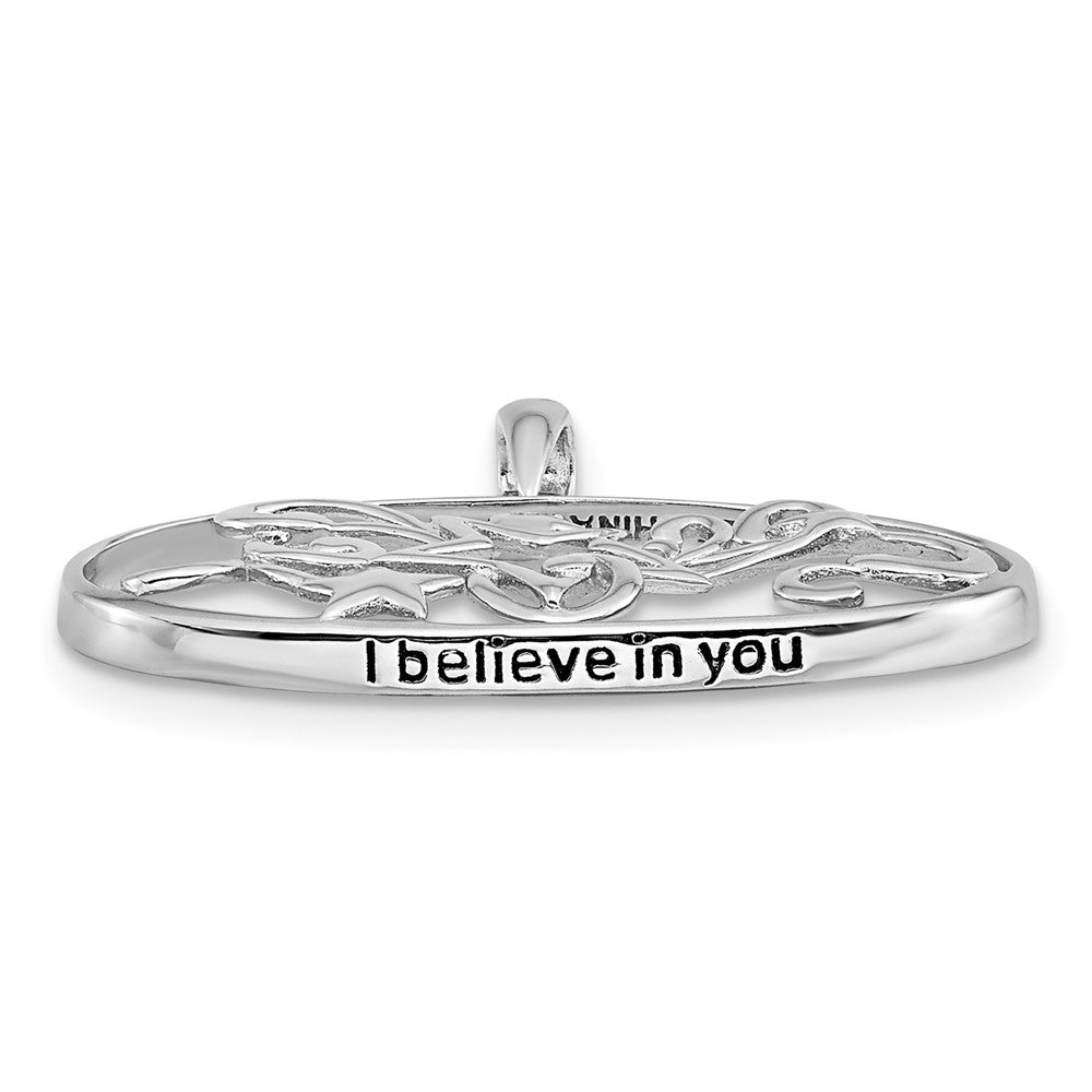 SE Sterling Silver Rhodium-plated Antiqued I Believe In You 18in Star Necklace