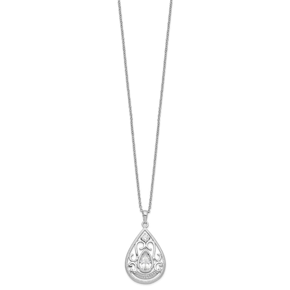 SE Sterling Silver Rhodium-plated CZ In Loving Memory 18in Necklace