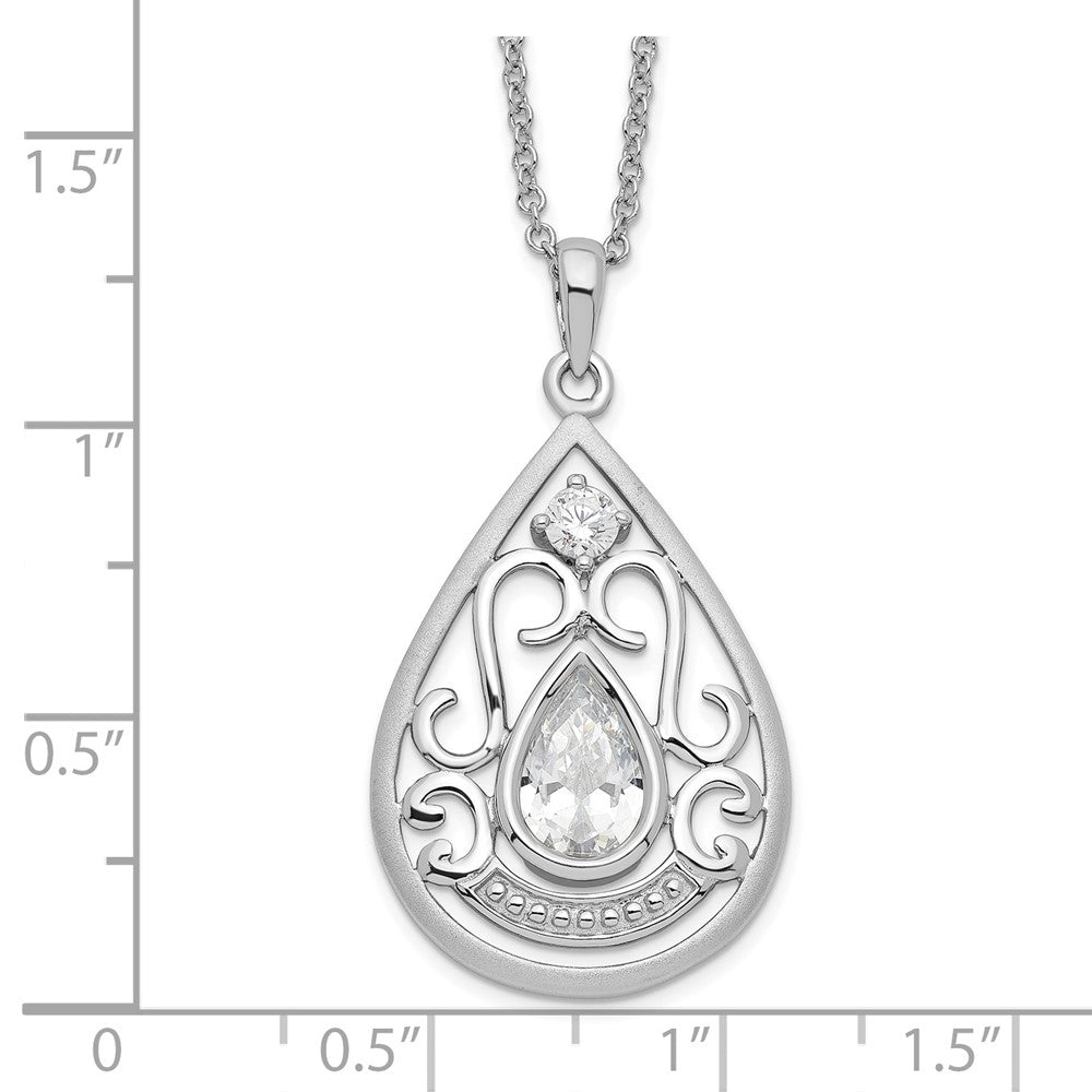 SE Sterling Silver Rhodium-plated CZ In Loving Memory 18in Necklace