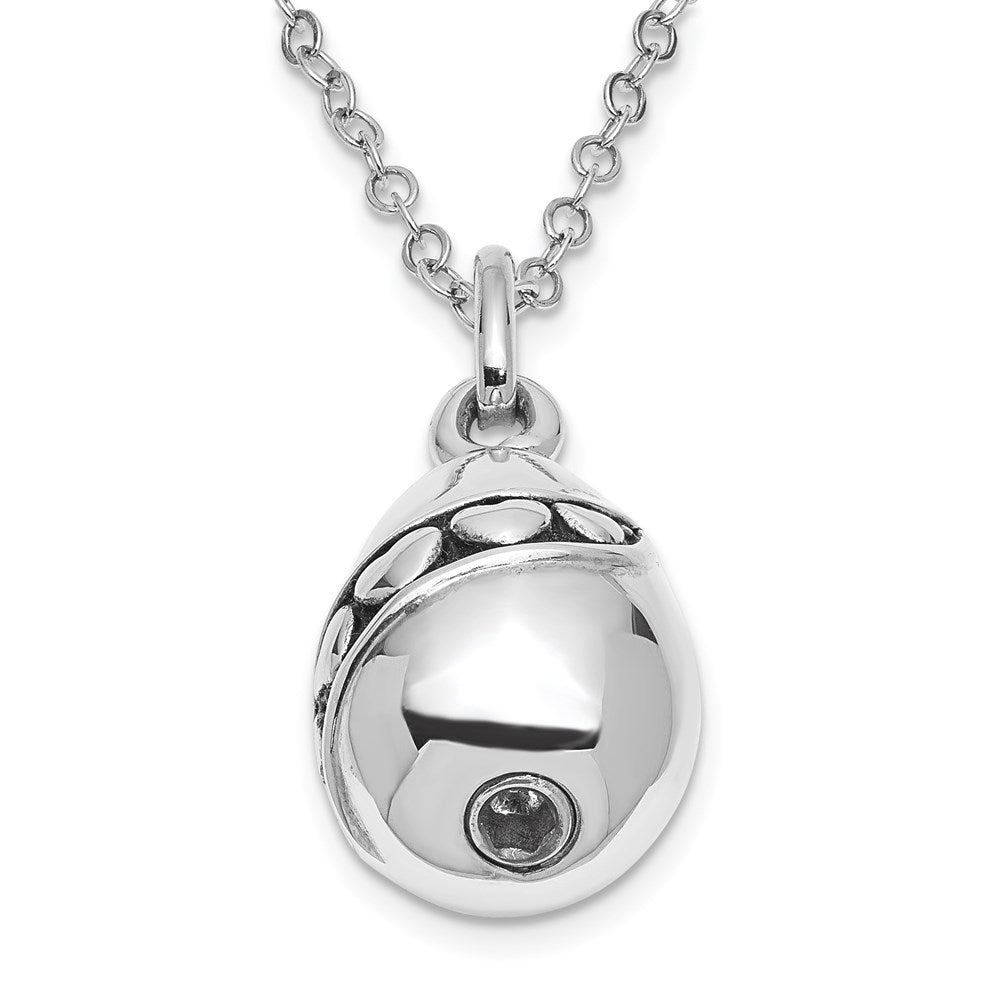 SE Sterling Silver Rhodium-plated Antiqued Tear Of Love Ash Holder 18 Inch Necklace