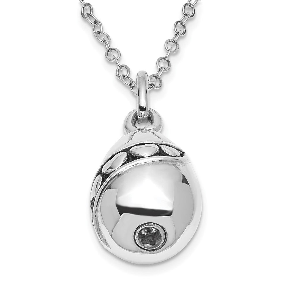 SE Sterling Silver Rhodium-plated Antiqued Tear Of Love Ash Holder 18 Inch Necklace