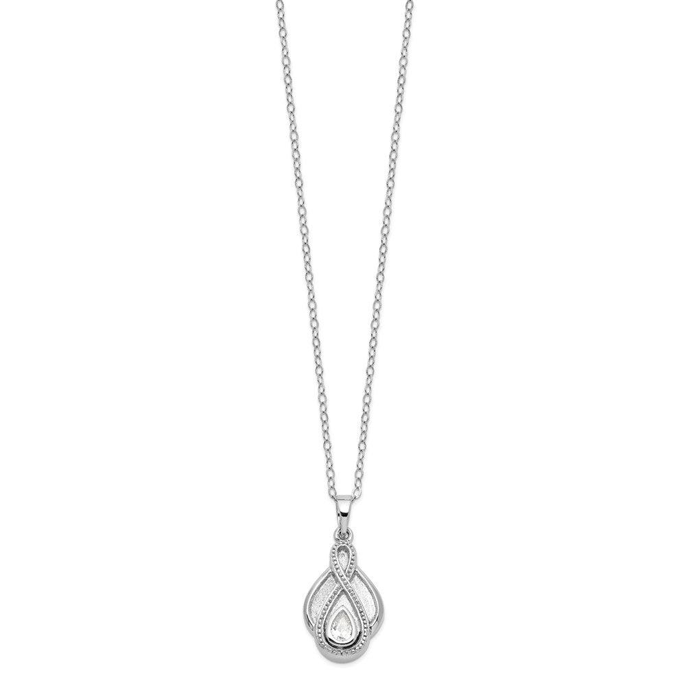 SE Sterling Silver Rhodium-plated CZ Tear Of Strength Ash Holder 18 Inch Necklace