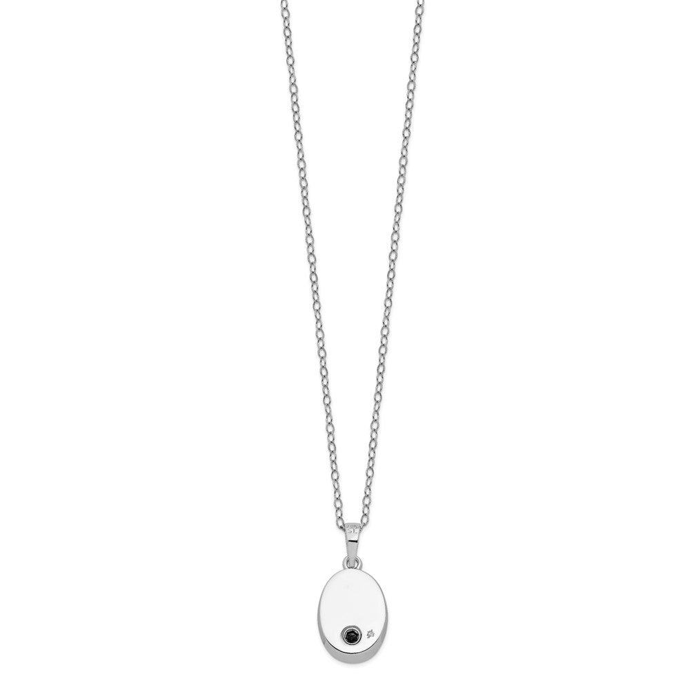 SE Sterling Silver Rhodium-plated CZ Antiqued Flower Ash Holder 18 Inch Necklace