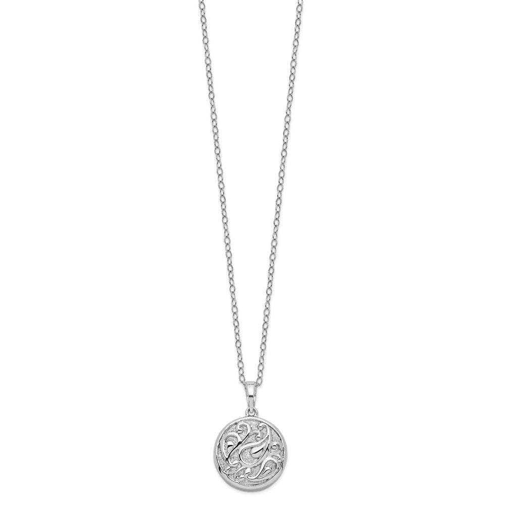 SE Sterling Silver Rhodium-plated Tear in Circle Ash Holder 18 Inch Necklace