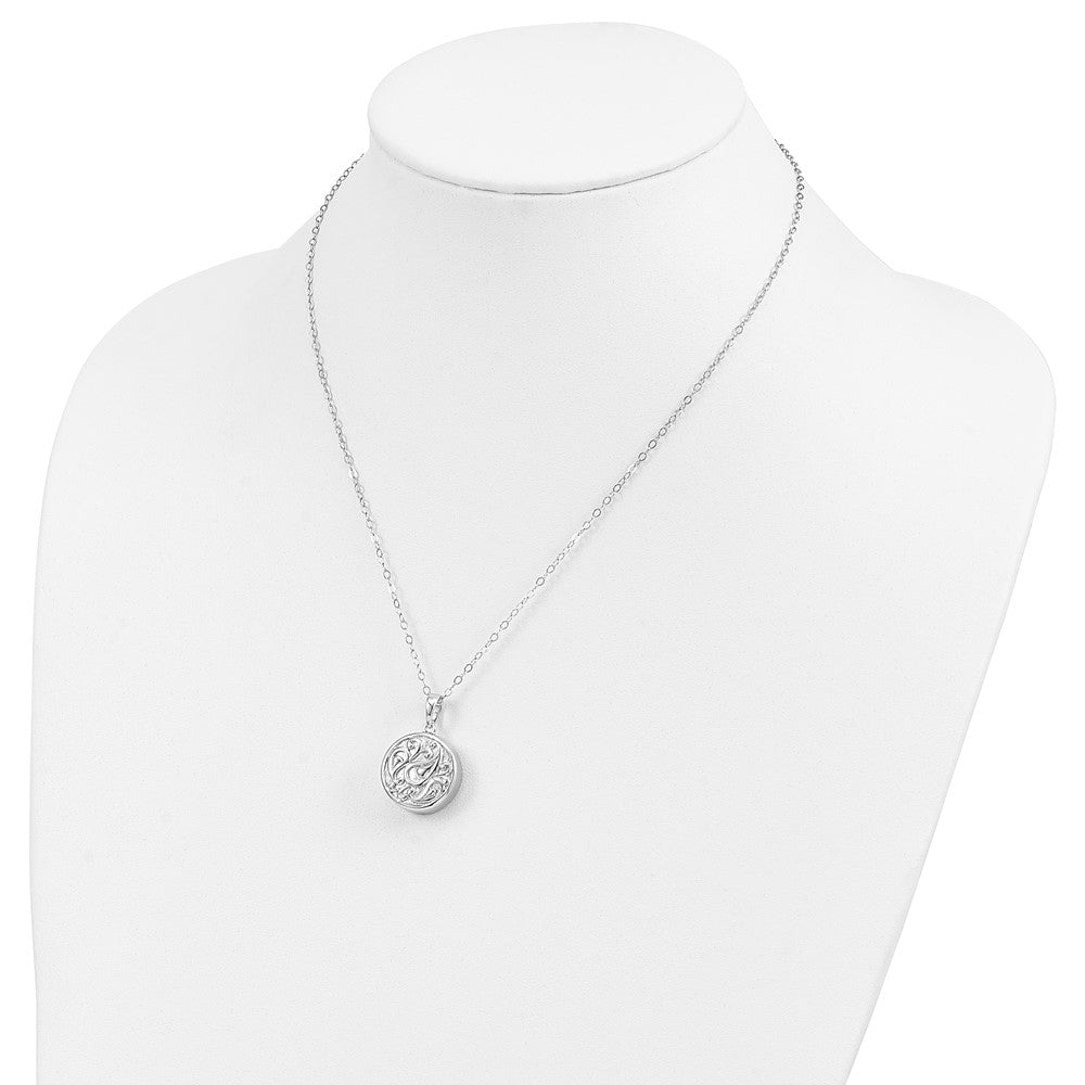 SE Sterling Silver Rhodium-plated Tear in Circle Ash Holder 18 Inch Necklace
