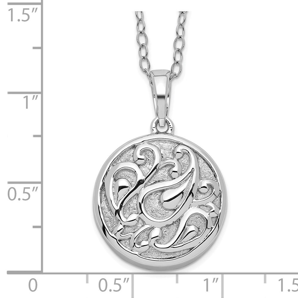 SE Sterling Silver Rhodium-plated Tear in Circle Ash Holder 18 Inch Necklace