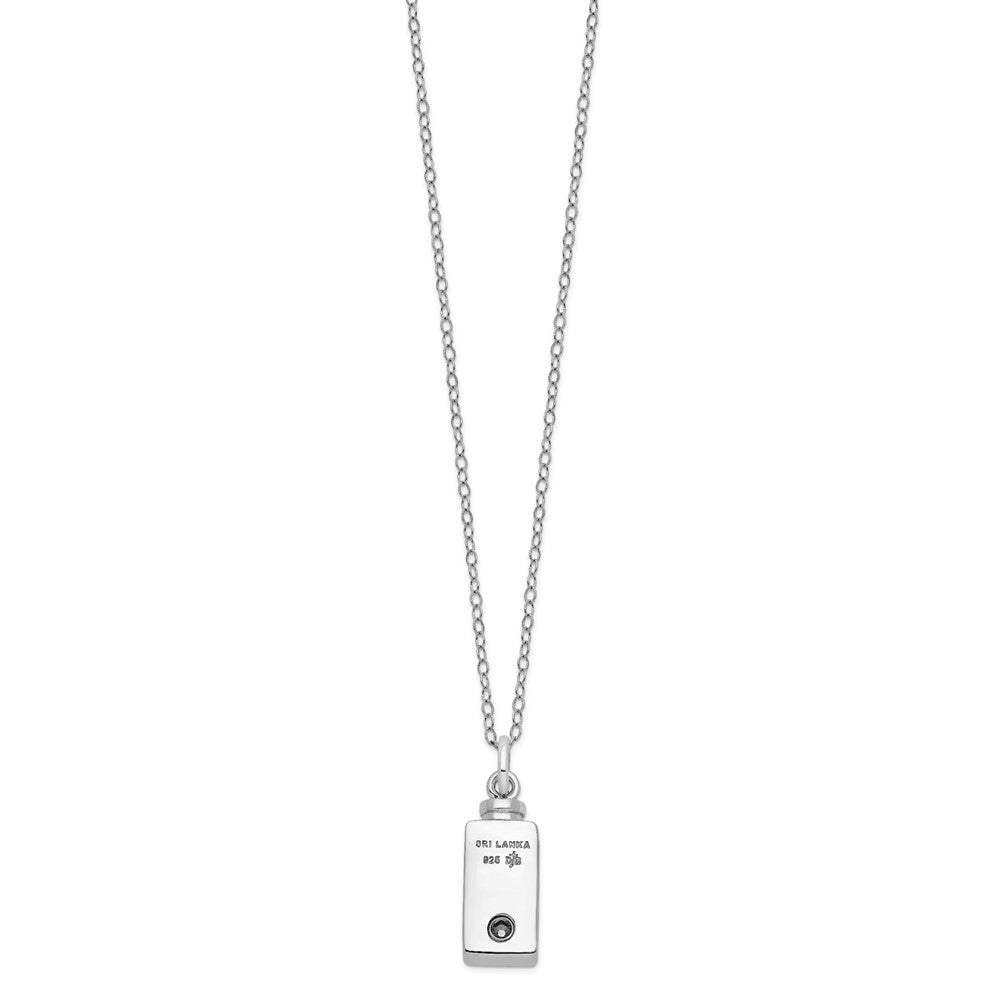 SE Sterling Silver Rhodium-plated Antiqued Rectangle Box Cross Ash Holder 18 Inch Necklace
