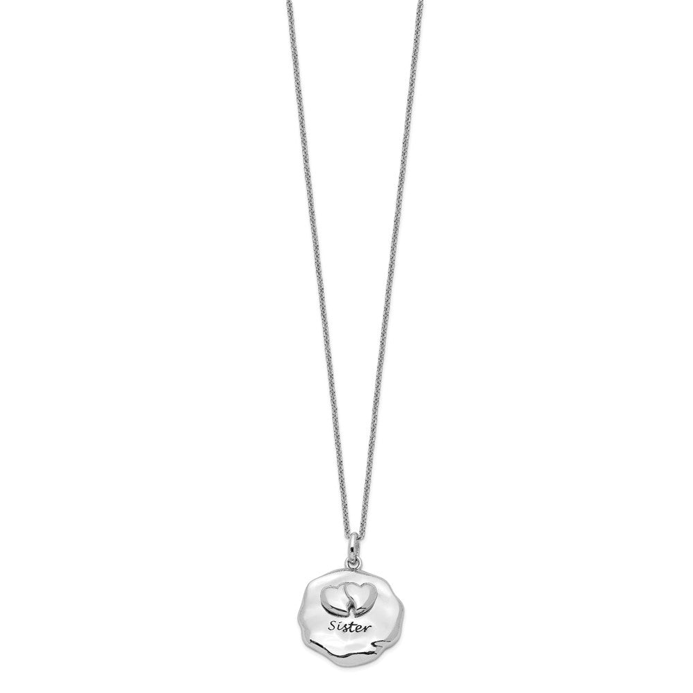 SE Sterling Silver Rhodium-plated Antiqued For You My Sister 18in. Necklace