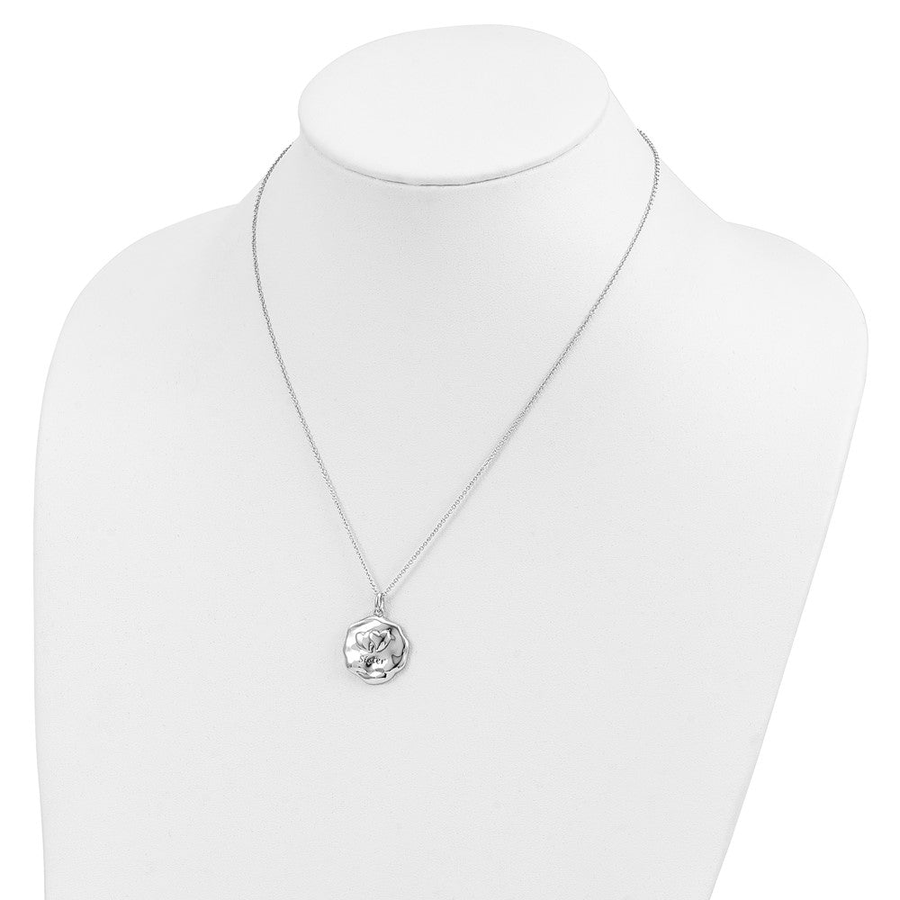 SE Sterling Silver Rhodium-plated Antiqued For You My Sister 18in. Necklace
