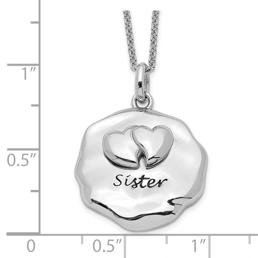 SE Sterling Silver Rhodium-plated Antiqued For You My Sister 18in. Necklace