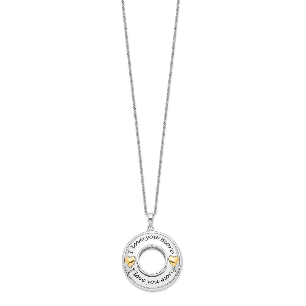 SE Sterling Silver Gold-plated Antiqued CZ I Love You More 18in. Necklace