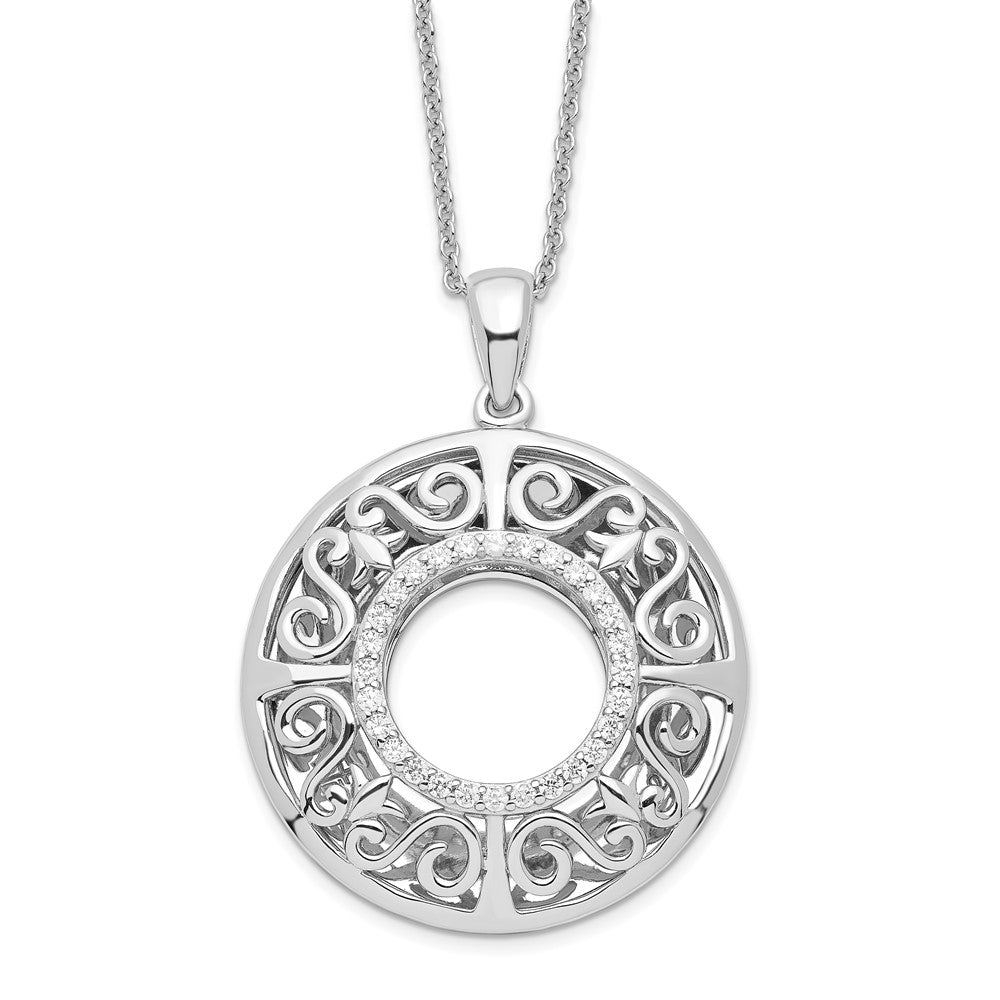 SE Sterling Silver Gold-plated Antiqued CZ I Love You More 18in. Necklace