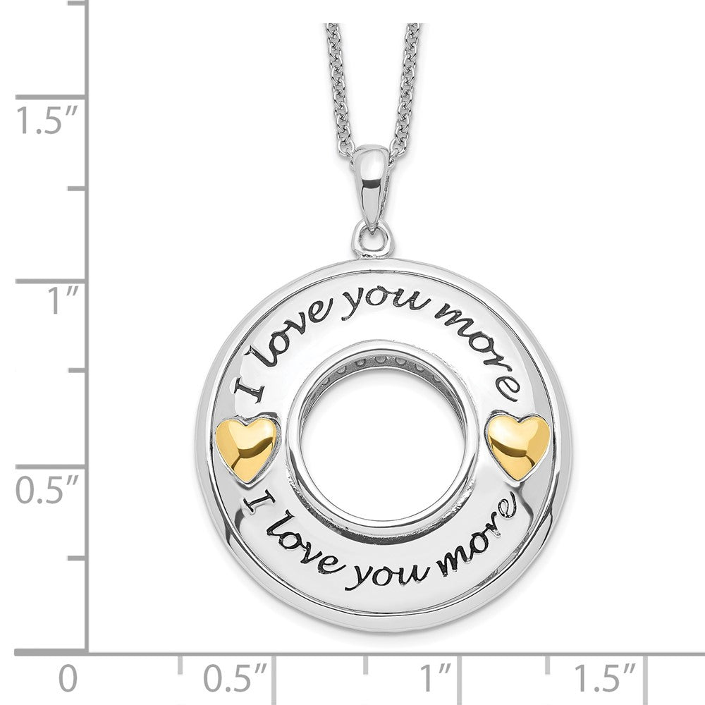 SE Sterling Silver Gold-plated Antiqued CZ I Love You More 18in. Necklace