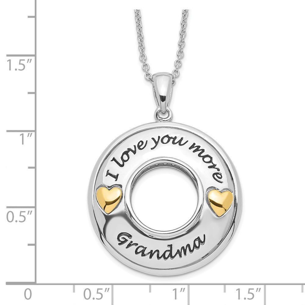 SE Sterling Silver Gold-plated Antique CZ I Love You More Grandma 18in Necklace