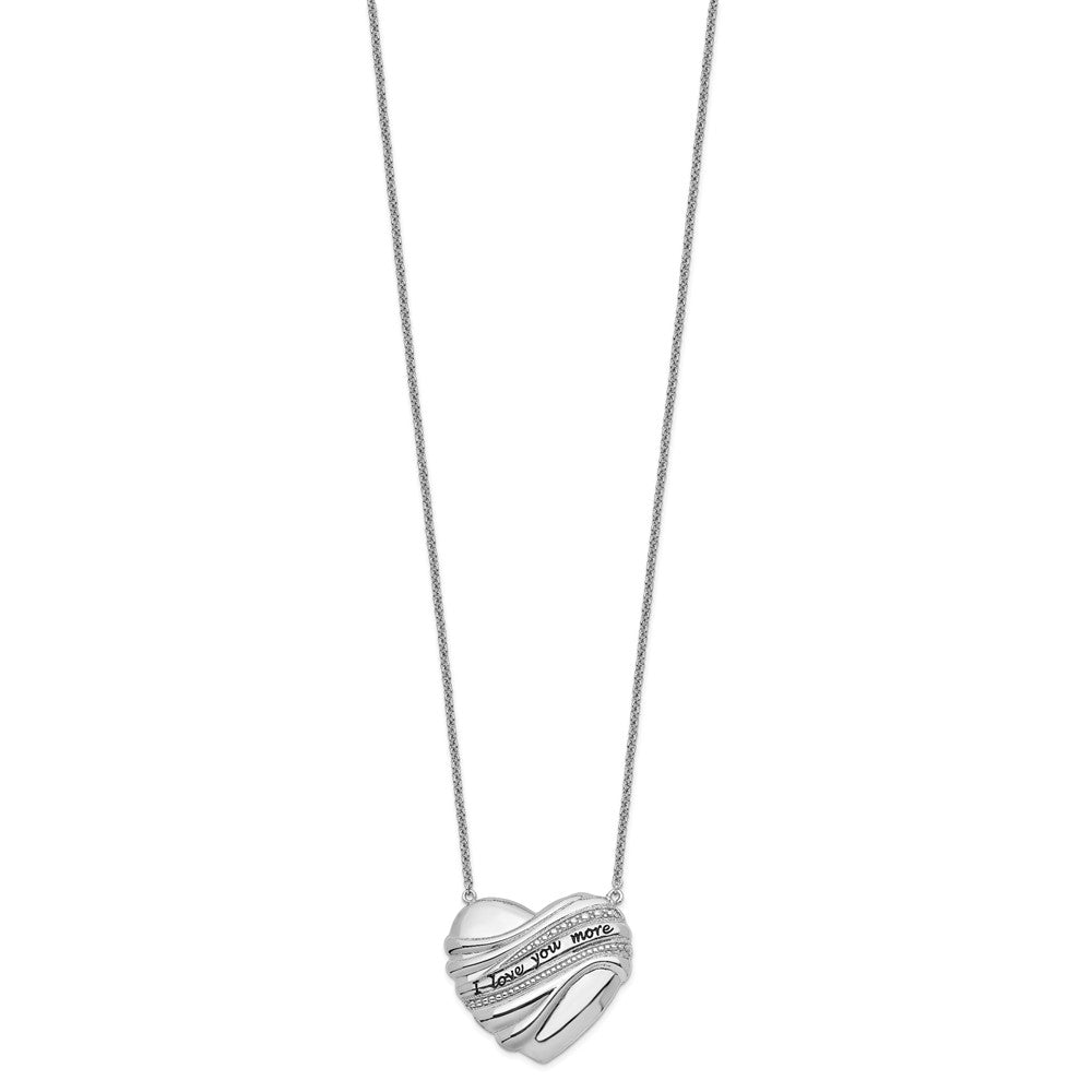 SE Sterling Silver Rhodium-plated Antiqued I Love You More 18in. Necklace