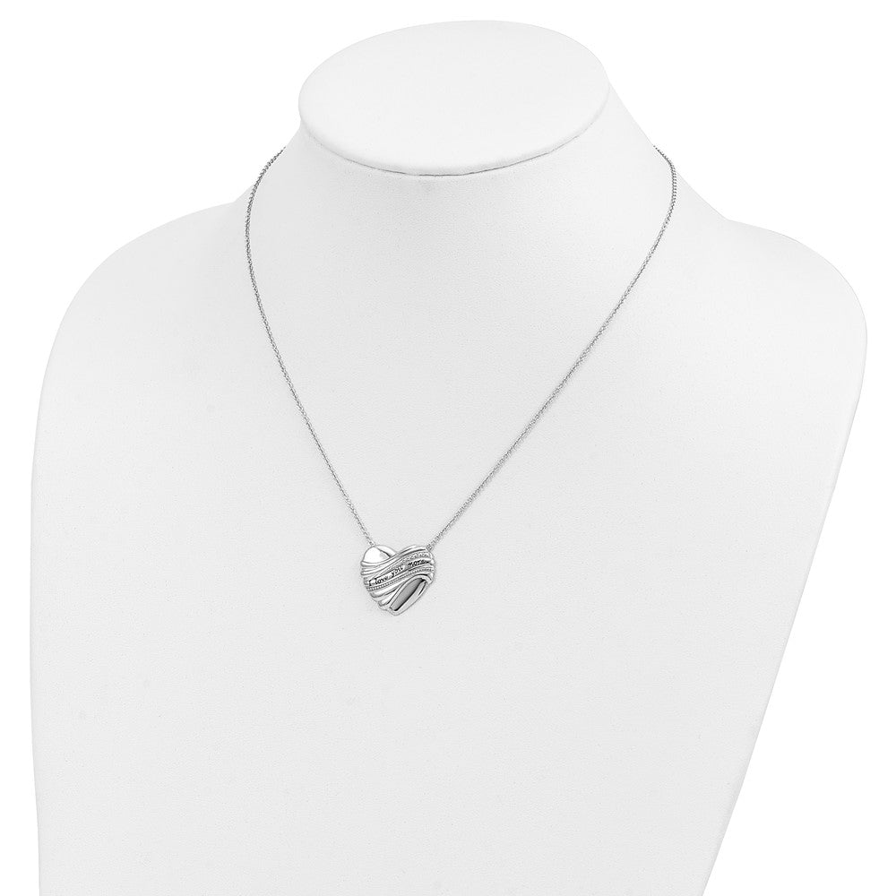 SE Sterling Silver Rhodium-plated Antiqued I Love You More 18in. Necklace