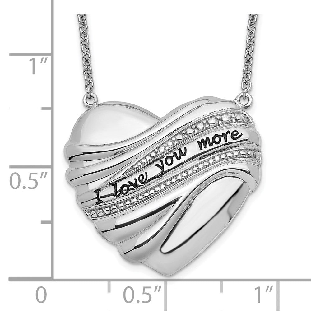 SE Sterling Silver Rhodium-plated Antiqued I Love You More 18in. Necklace