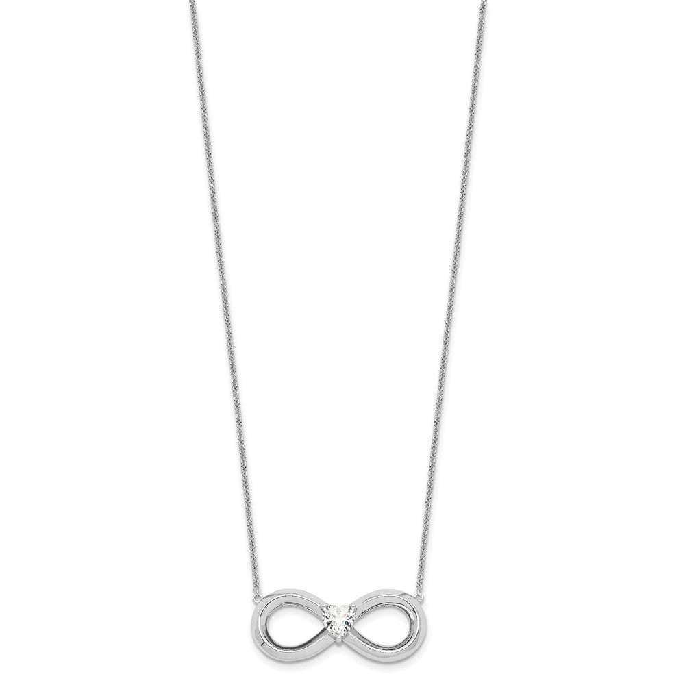 SE Sterling Silver Rhodium-plated CZ Antiqued Forever 19in. Necklace