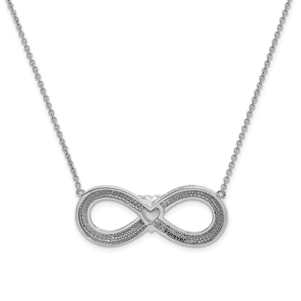 SE Sterling Silver Rhodium-plated CZ Antiqued Forever 19in. Necklace