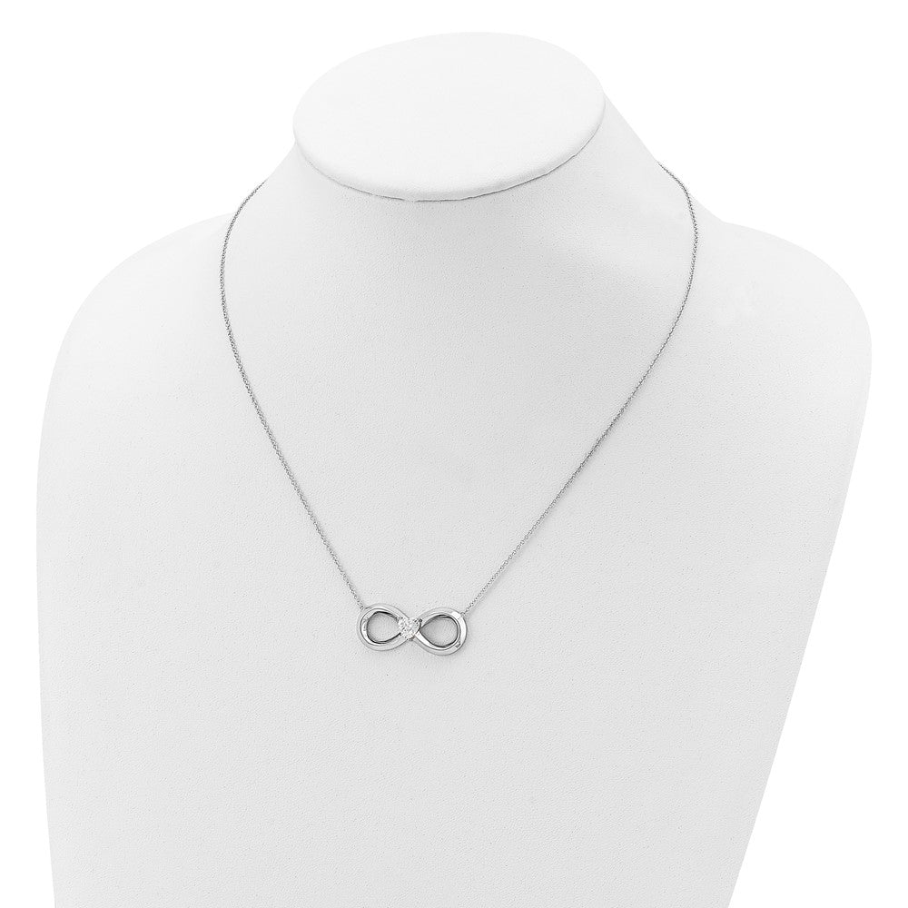 SE Sterling Silver Rhodium-plated CZ Antiqued Forever 19in. Necklace