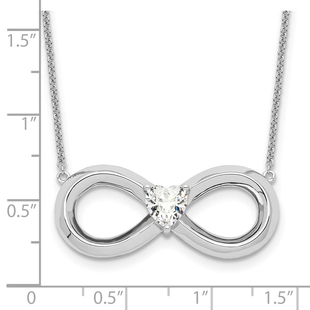 SE Sterling Silver Rhodium-plated CZ Antiqued Forever 19in. Necklace