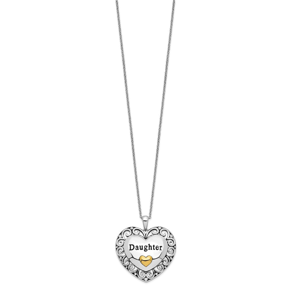 SE Sterling Silver Gold-plated Antiqued Daughter 18in. Necklace