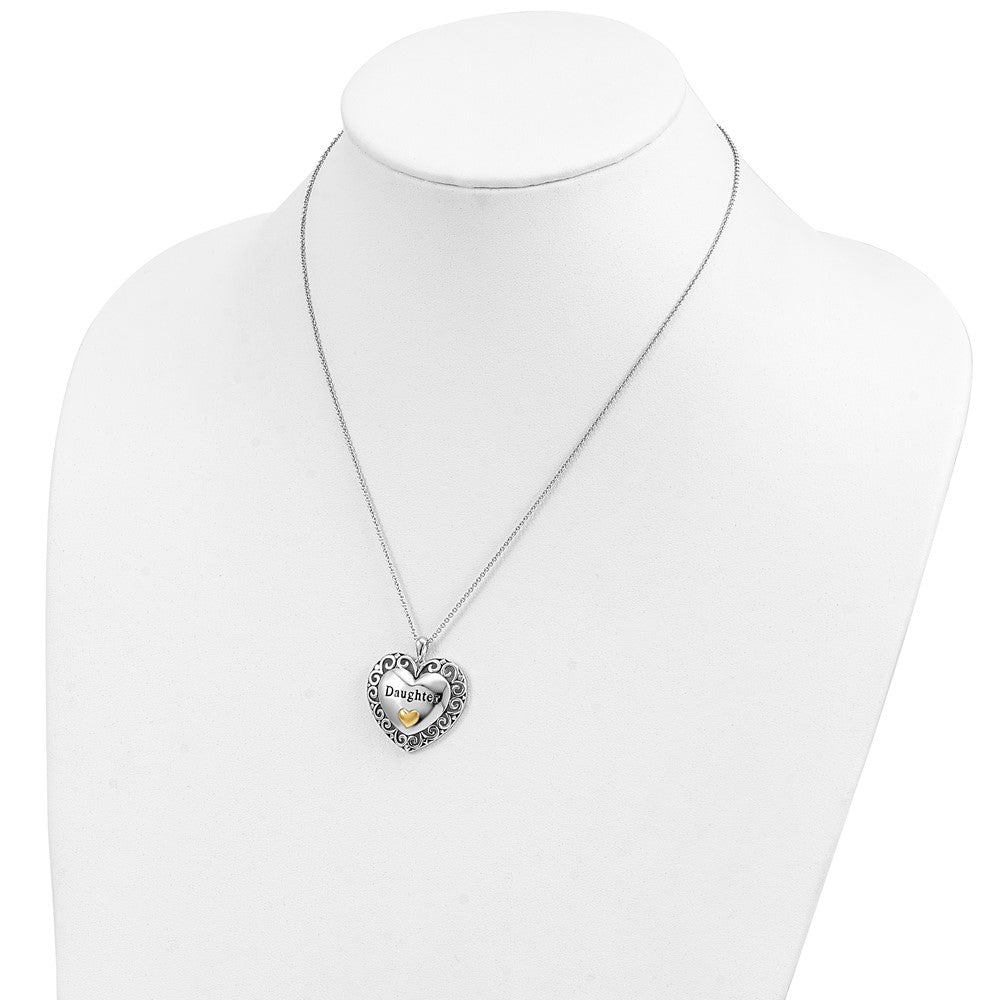 SE Sterling Silver Gold-plated Antiqued Daughter 18in. Necklace