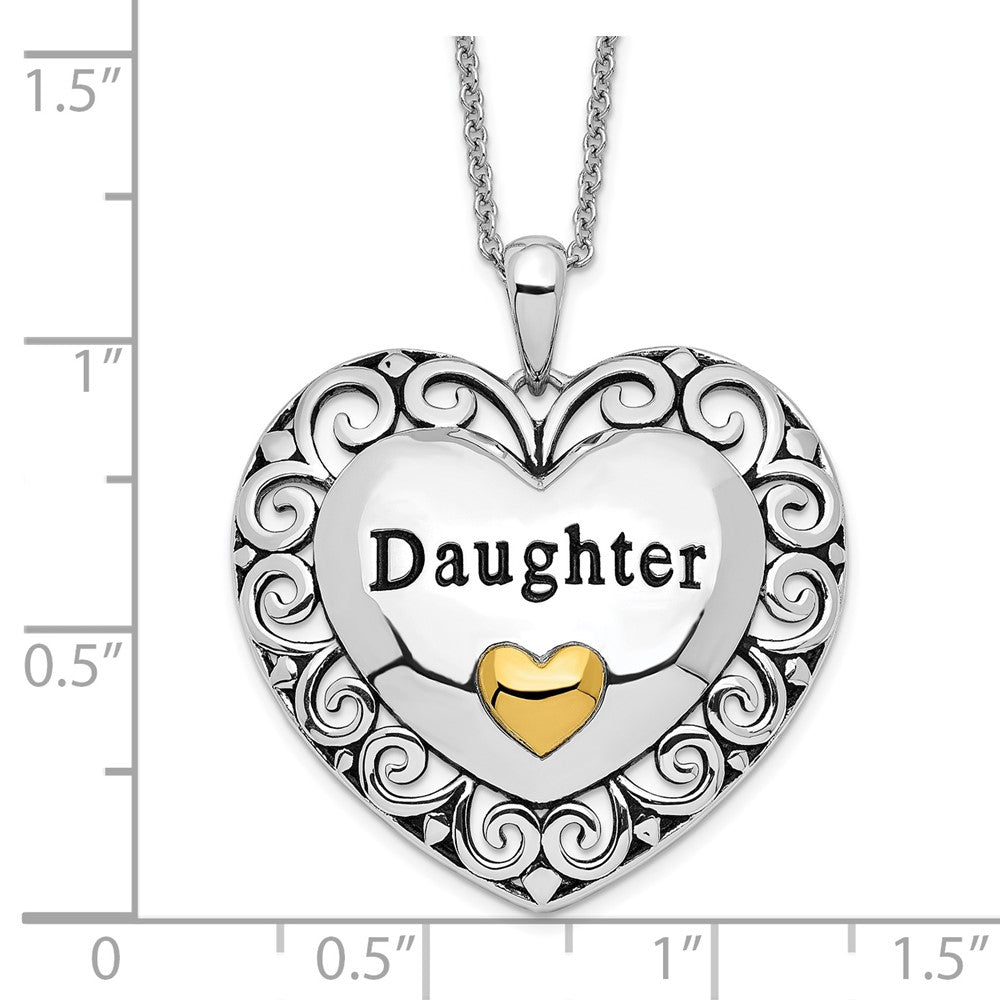 SE Sterling Silver Gold-plated Antiqued Daughter 18in. Necklace