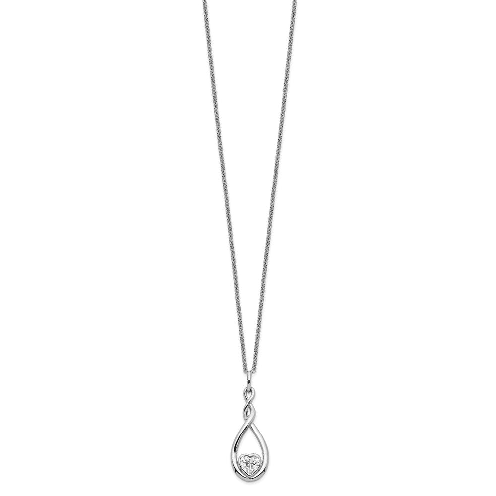 SE Sterling Silver Rhodium-plated CZ Love You Forever 18in. Necklace
