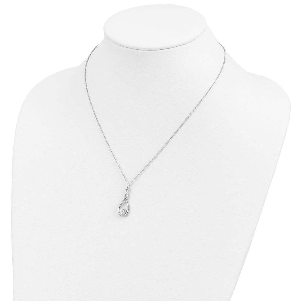 SE Sterling Silver Rhodium-plated CZ Love You Forever 18in. Necklace